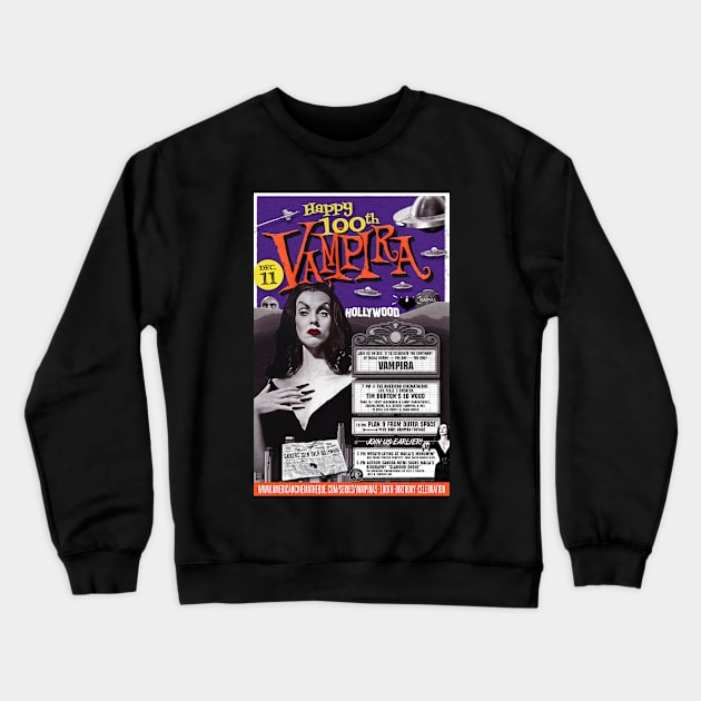 Vampira Turns 100 Crewneck Sweatshirt by UnlovelyFrankenstein